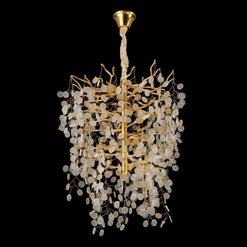 2022 LED Luxury Modern Living Room Nordic Designer Aluminum Villa Aluminum Crystal Pop Lighting Brass Chandelier