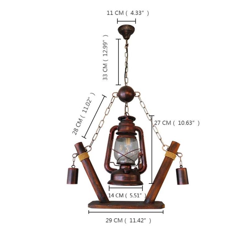 Industrial Retro Rustic Pendant Light Cafe Design Kerosene E27 Lamp Holder Wood Pendent Light (WH-VP-128)