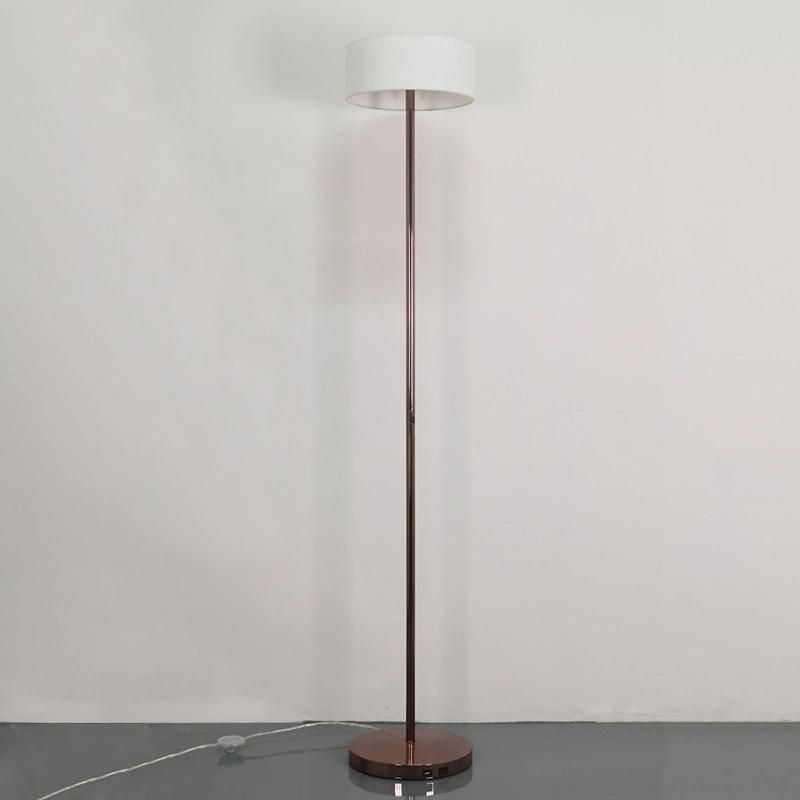 Body in Rose Gold Finish White Fabric Shade Floor Lamp