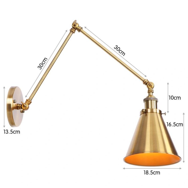 Europe Style Long Swing Arm Wall Lamp Rustic Light Fixtures Industrial Antique Brass Wall Lighting Reading Light Fixture