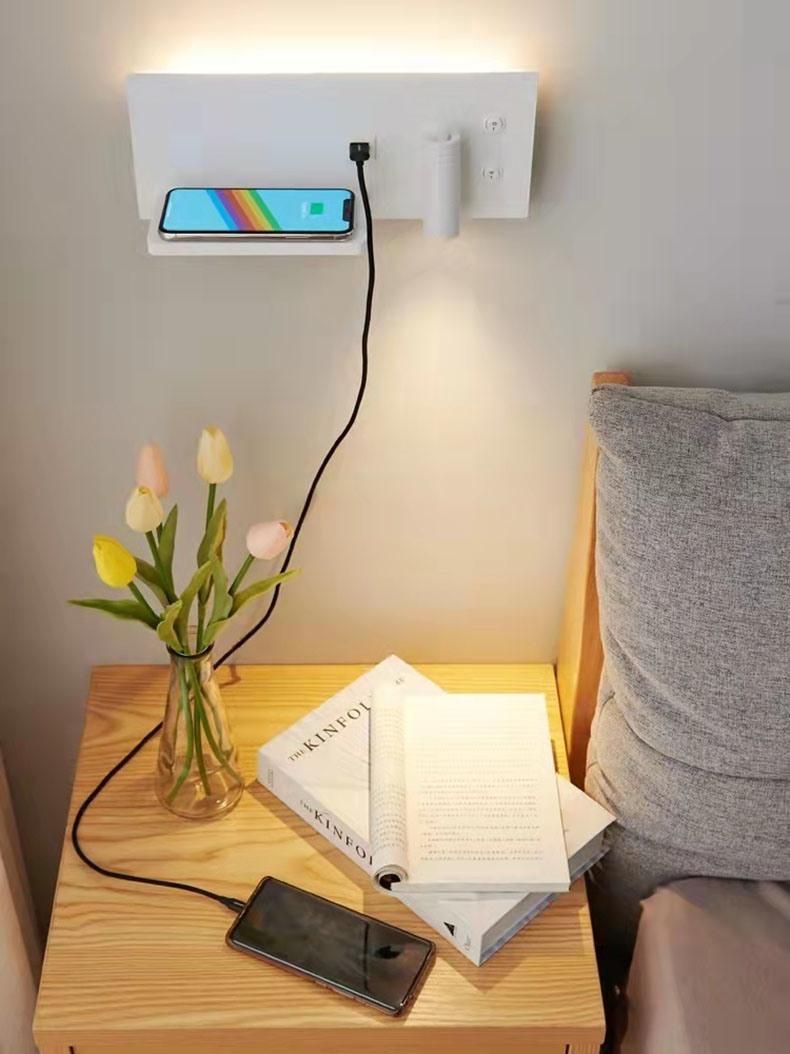 Modern LED Wall Light Multi-Function USB Charge Downlight for Bedroom, Studyroom