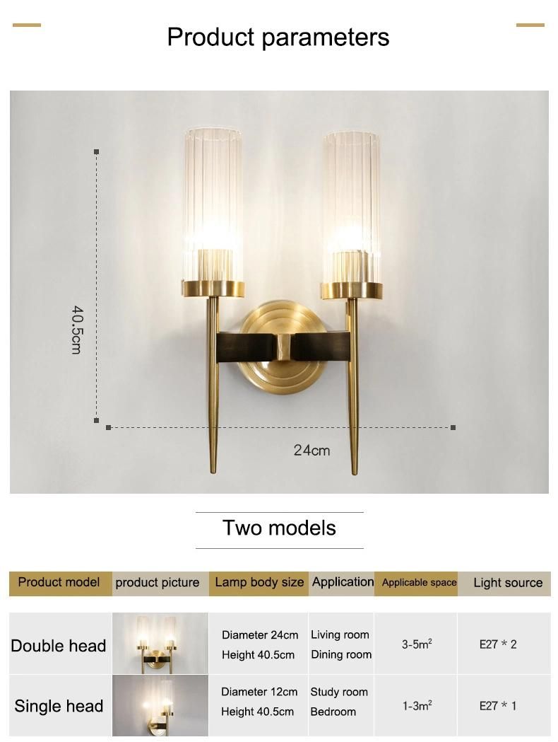 LED Full Copper Wall Lamp Light Luxury Bedroom Lamp Bedside Lamp Living Room Aisle Lamp