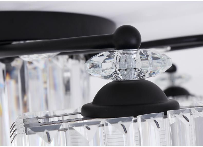Crystal Ceiling Lights for Living Room Circle Gold Black LED Flush Mount Ceiling Light (WH-CA-79)