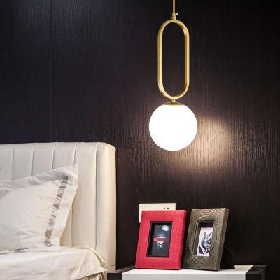 Modern Golden Pendant Lights Bedroom Decor Borgny Oval Ring Frosted Glass Globe Pendant Light (WH-AP-298)
