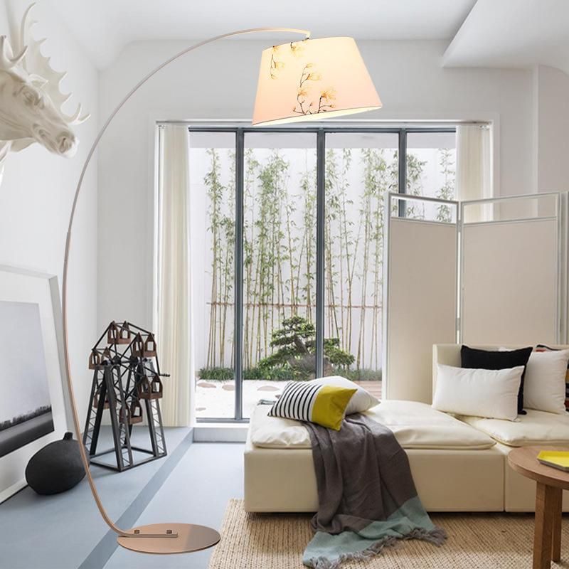 Vertical Arc LED Floor Lamps American Country Cloth Cover Living Room Decoration Floor Light (WH-MFL-17)