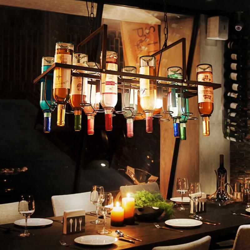 Vintage Wine Bottle Lights for Bar restaurant Colourgul Glass Bottle Pendant Lights Industrial Bar Light (WH-VP-87)