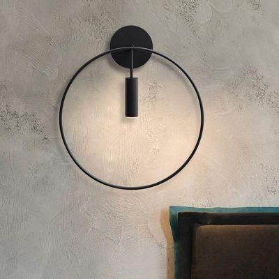 Nordic Simple Black Wall Lamp Creative Protection Restaurant Circle Wall Sconce (WH-OR-208)