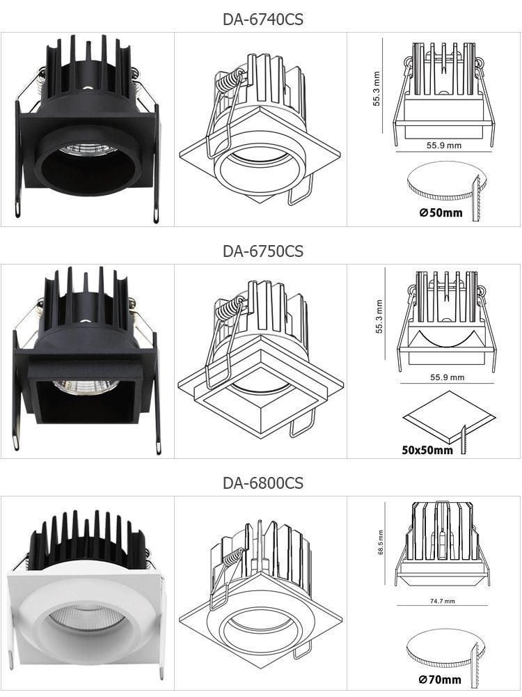 Anti Glare LED Spotlight Dimming Adjustable Modern Indoor Antiglare Downlight