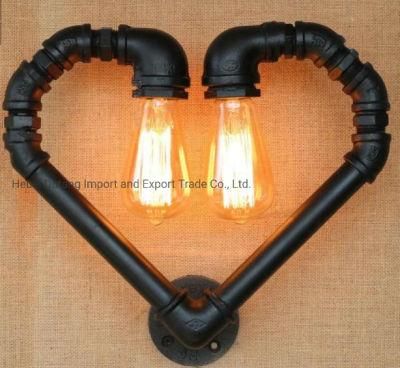Creative Vintage Pipe Wall Light Loft Edison Industry E27 Light Bar Heart Wall Lamp
