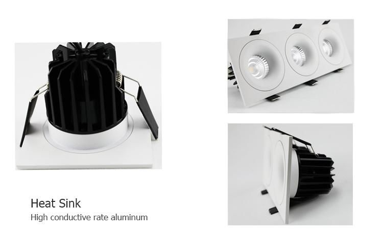 Three Heads Spotlight with GU10 MR16 LED Bulb in Aluminum Material for Hotel Lighting Decoration LED Downlight