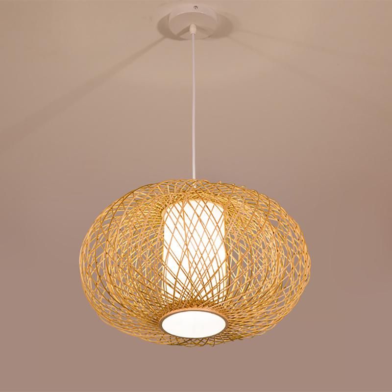 Rattan Chandelier Dining Room Lamps Bedroom Pendant Woven Lamps