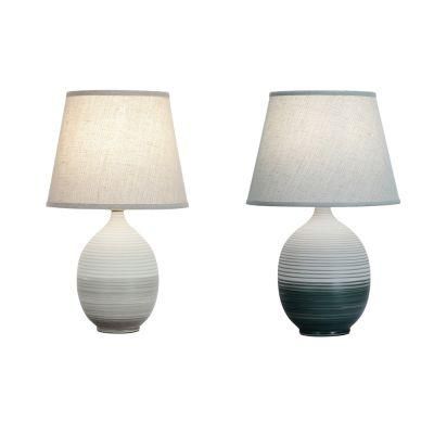 High Quality Stripe White and Blue Ceramic Table Lamp for Home Hotel LED Lights
