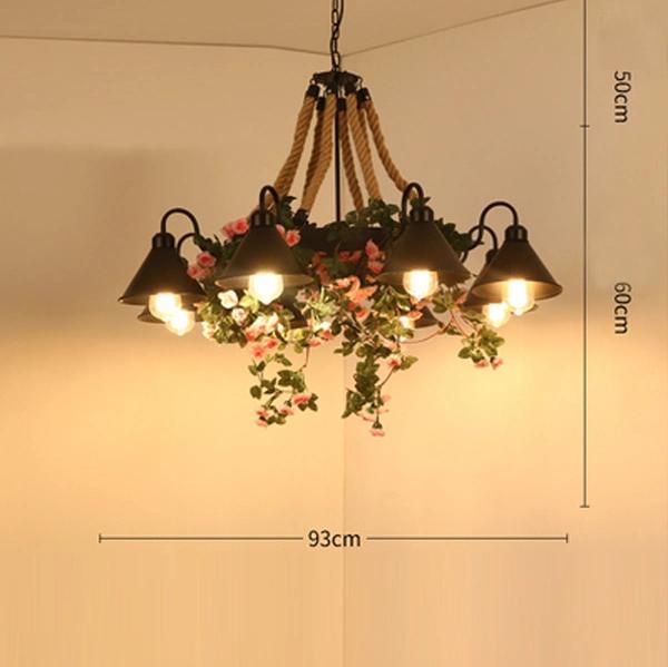 Chandeliers Retro Hemp Rope Chandelier Lamps American Country Restaurant Loft Ceiling Light (WH-VP-155)