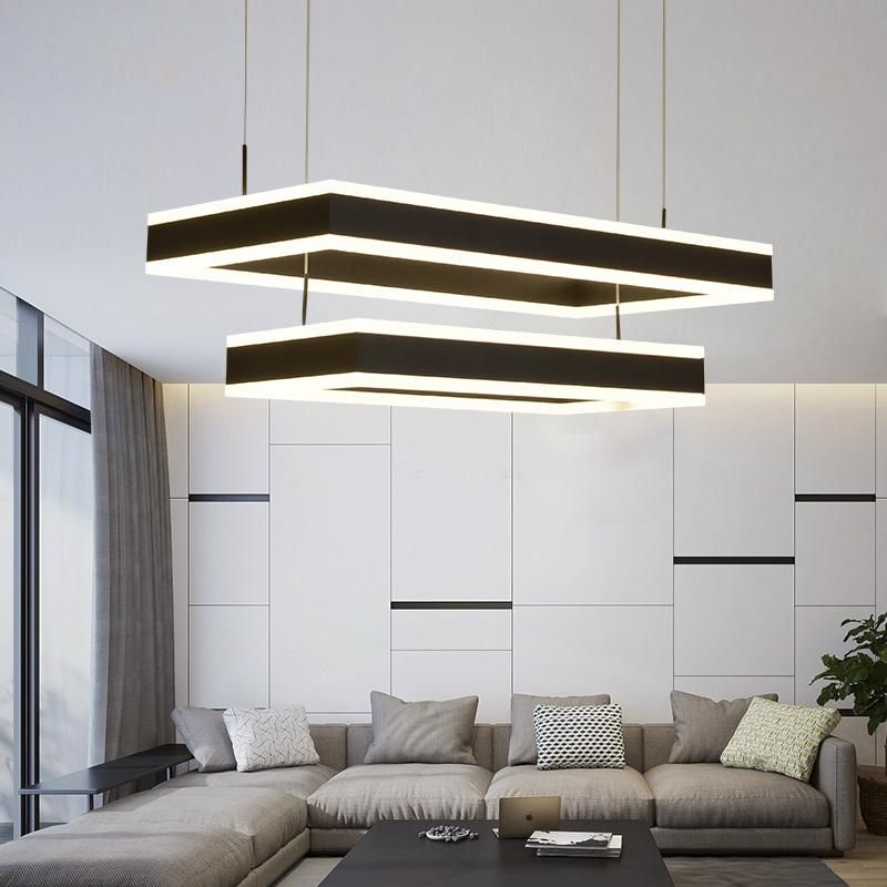 Square Hanging Light Fixture Indoor Home Pendant LED Light (WH-AP-12)