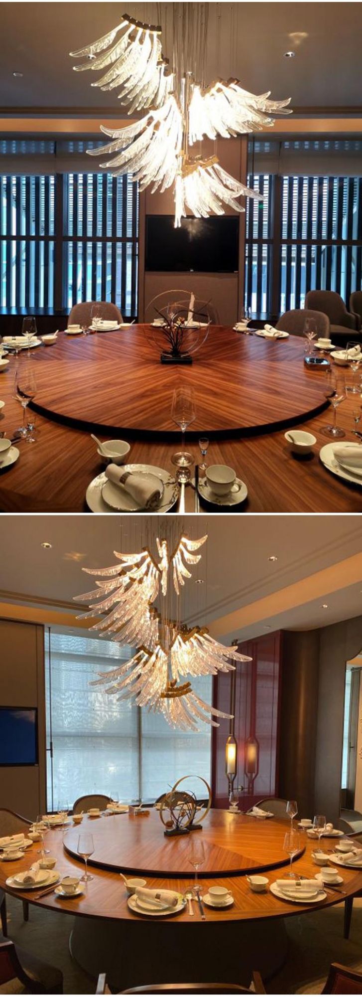 Large Wing Lamp Decoration Exhibition Hall Custom Project Glass LED Chandelier Light