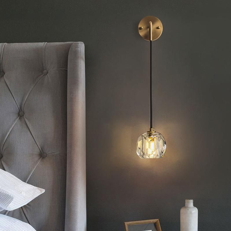 Light Luxury Crystal Light LED Bedroom Bedside Lamp Warm Background Wall Lamp