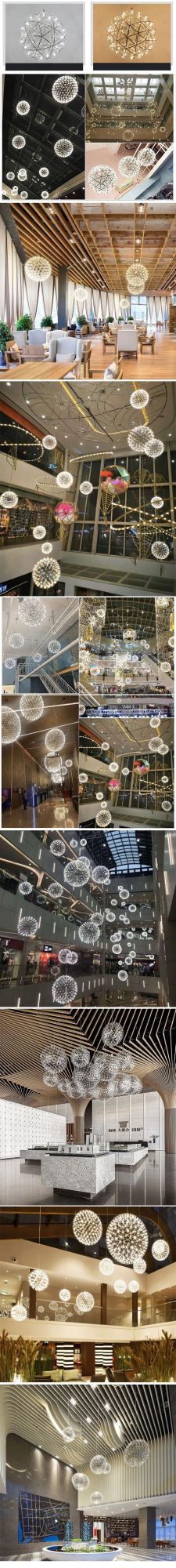 Modern Simple Restaurant Hotel Project Sales Building Stairs Fbisl Star Fireworks Living Room Golden Spark Ball Chandelier