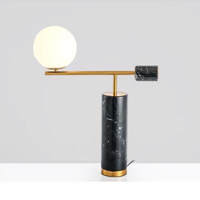 Marble Table Lamp with Glass Ball Shade