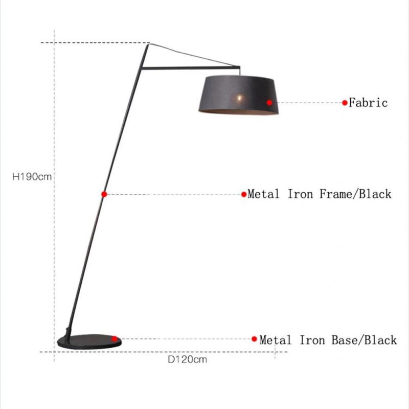 Modern Hotel Bedroom Metal Base Adjustable Reading LED Floor Lamps