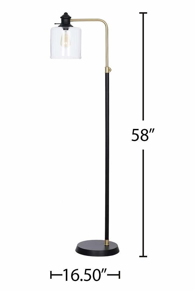 Jlf-3082 Antique Brass Task Floor Lamp with Clear Glass Shade