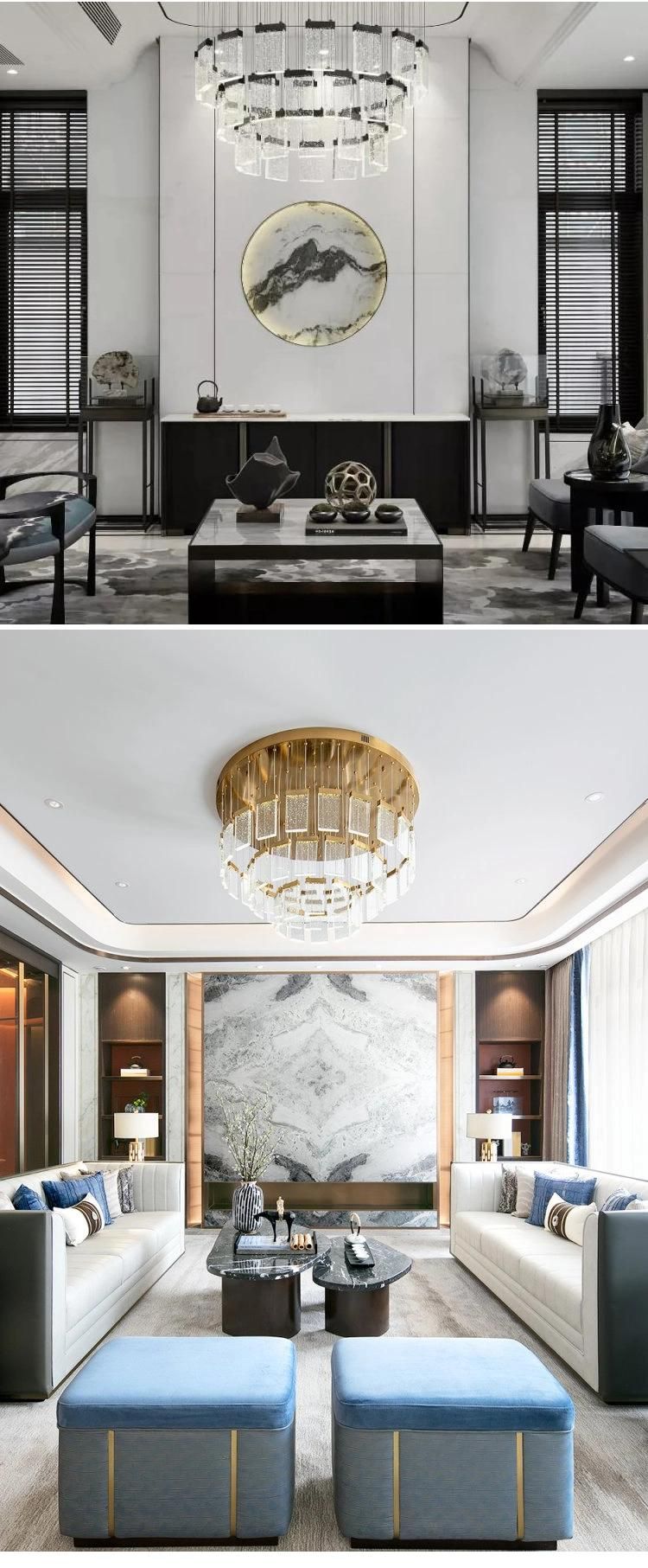 New Design Decoration Hotel Banquet Exhibition Hall Glass Stainless Steel LED Chandelier