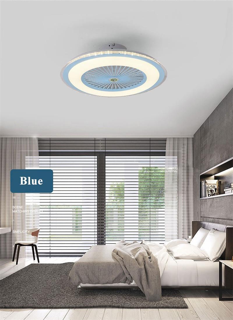 Modern Minimalist Indoor Lighting Round Hidden LED Remote Control Ceiling Fan