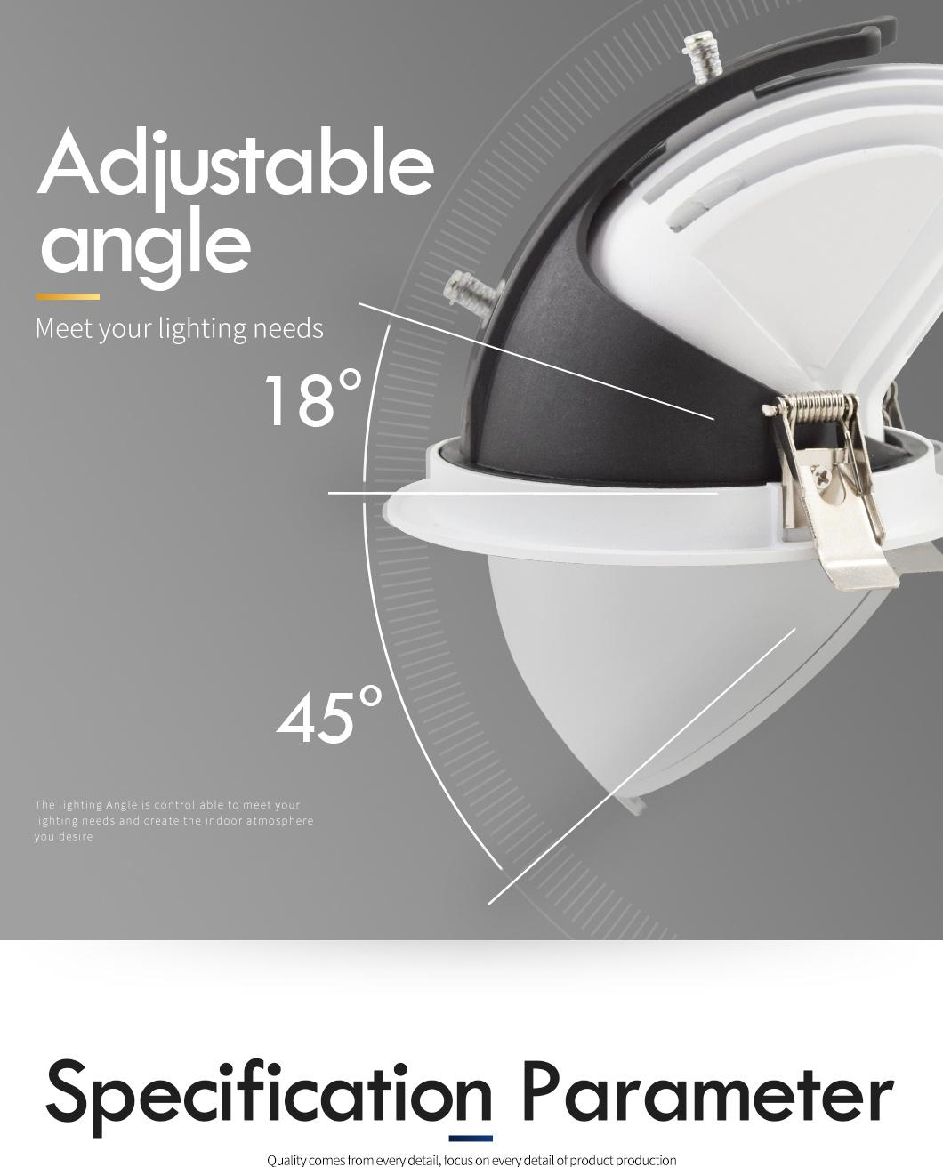 Adjustable Downlight Rotating Trunk Spot Light Lamp Gimbal Direction Adjustable LED COB Light