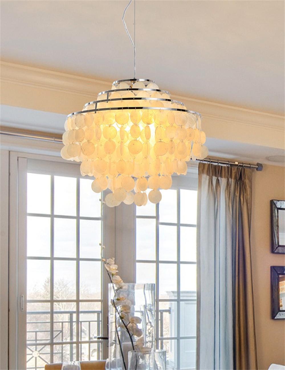 Modern Shell Chandelier Gold Chrome Metal Living Room Restaurant Hanging Light Fixtures Hotel Hall Hanglamp Luminaire Suspension