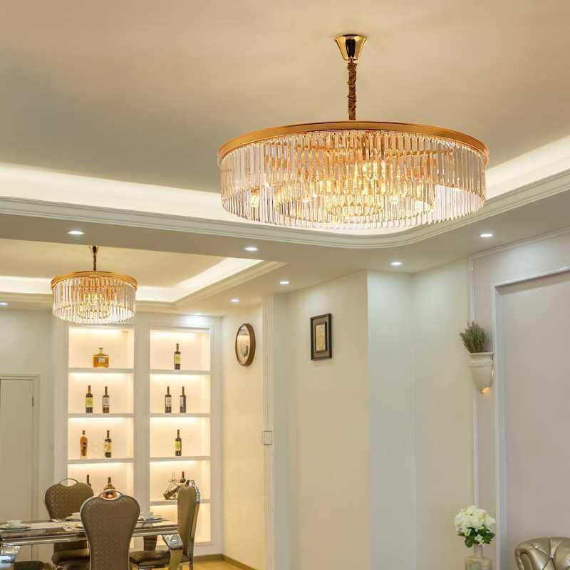 Gold Suspension Round Design Crystal Pendant Lamp for Indoor Home Ceiling Decor (WH-AP-95)