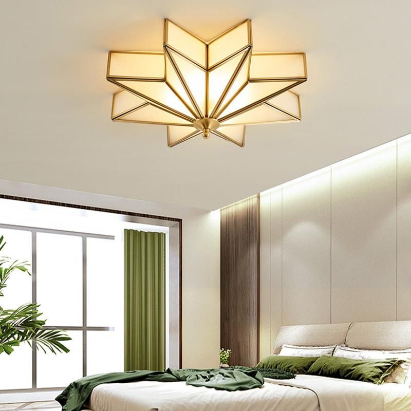 Copper Ceiling Light Bedroom Lamp American Simple Modern Creative Star Corridor Room Light