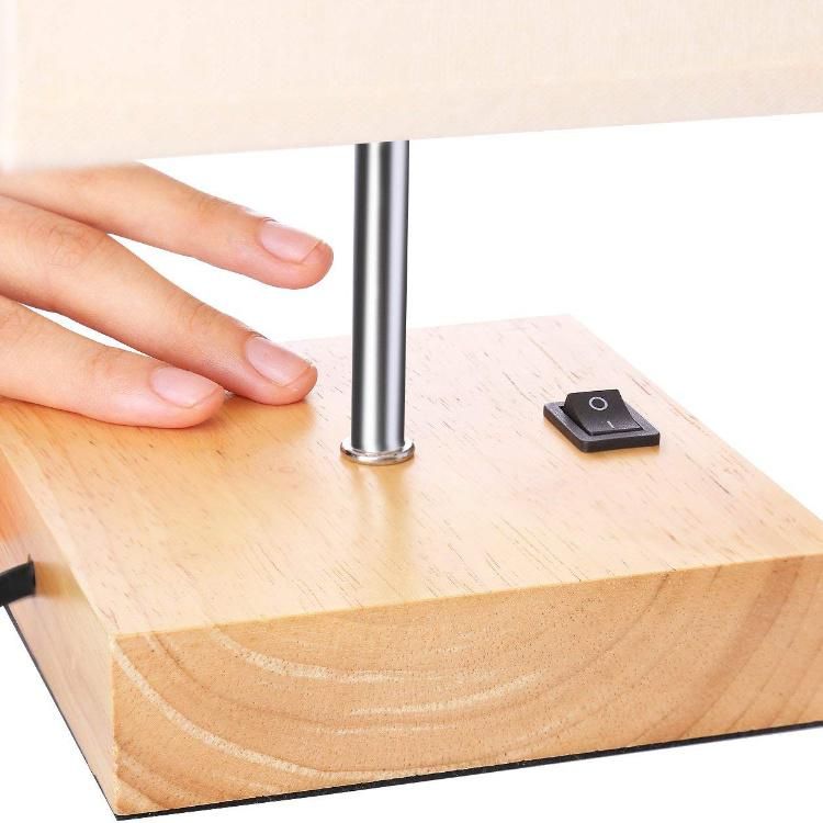 Jlt-9454 Linen Shade USB Charging Port Reading Lamp for Living Room End Side Table Bedside Nightstand Lamp