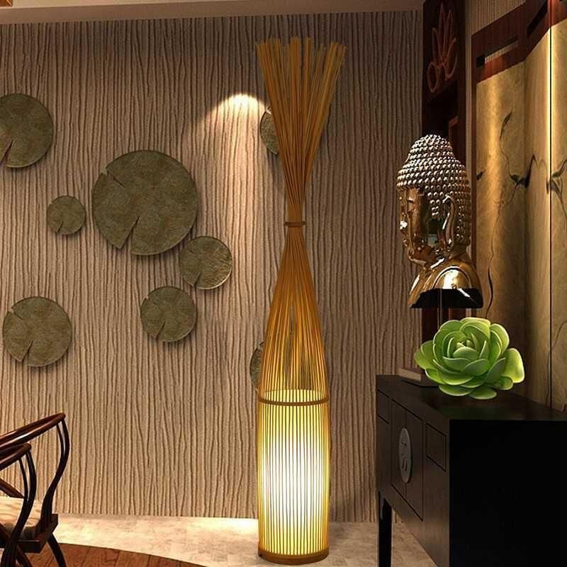 New Chinese and Japanese Southeast Asian Bamboo Decorative Lighting Bamboo Silk Floor Lamp