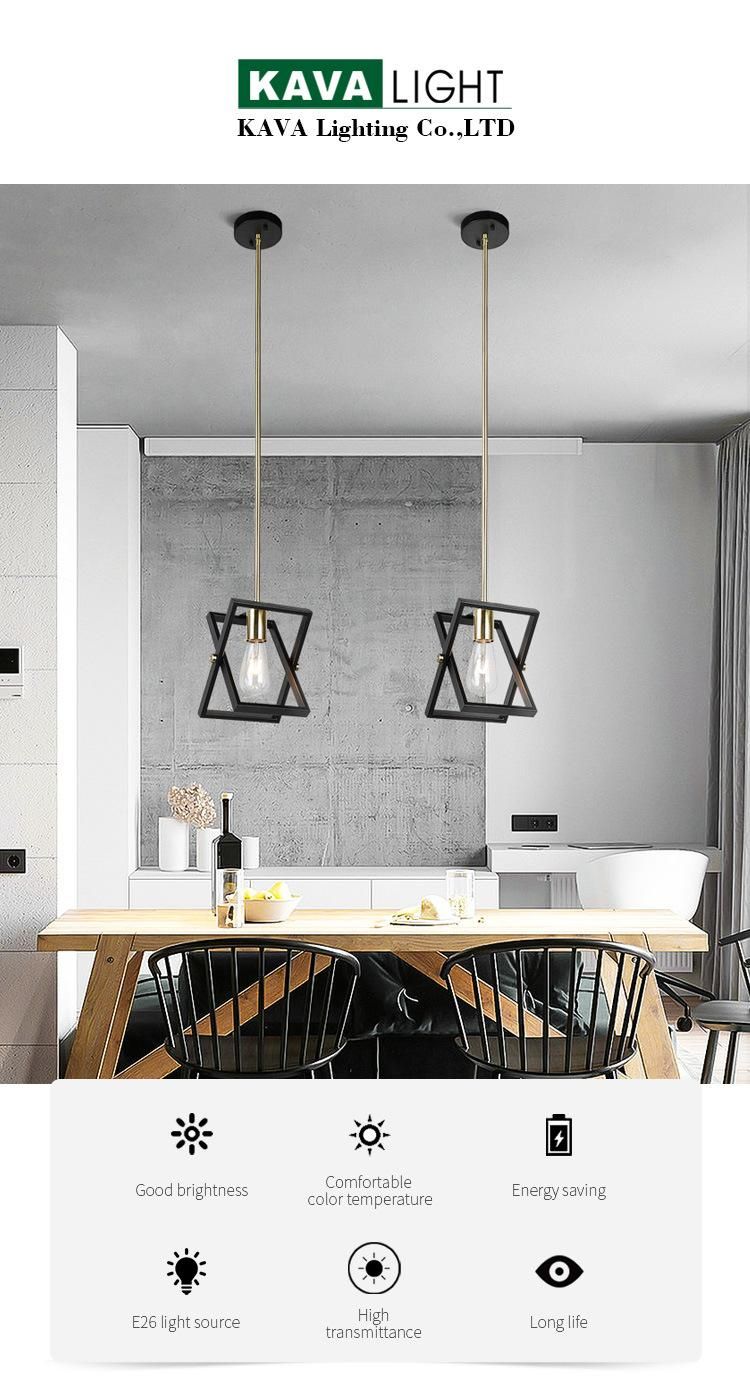 Modern Simple E27 Single Light Indoor Iron Black Glass Kitchen Pendant Light