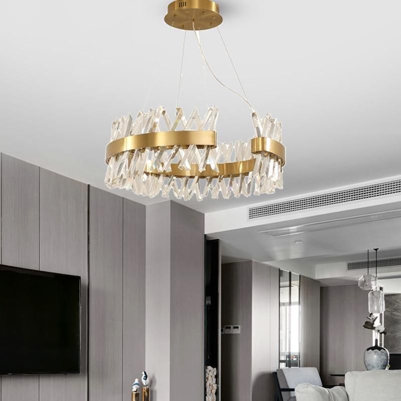 Modern K9 Crystal Chandelier Gold Crystal Living Room Chandelier Lighting