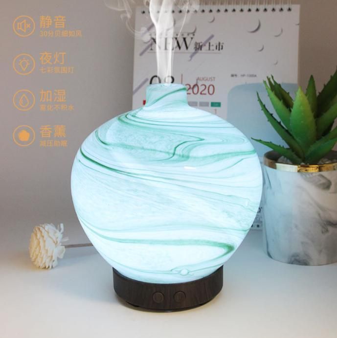 Perfectaire Humidifier Glass Ultrasound Aroma Diffuser with 7 Color Changing