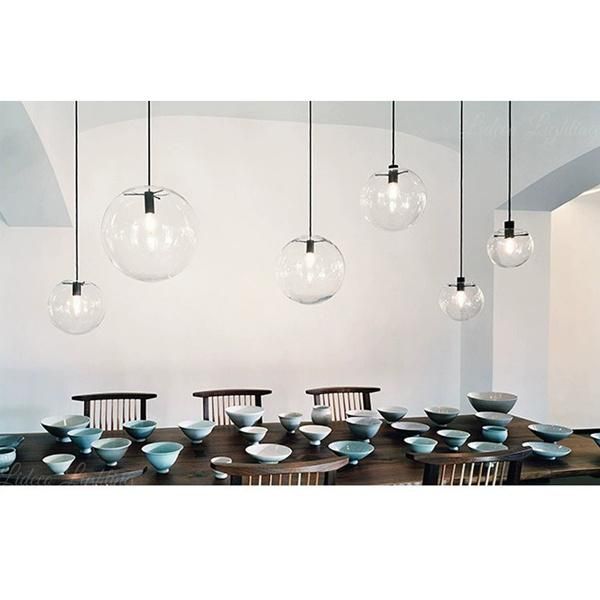 Modern Art Globe Clear Glass Hanging Pendant Lamp for Living Bedroom Chandelier