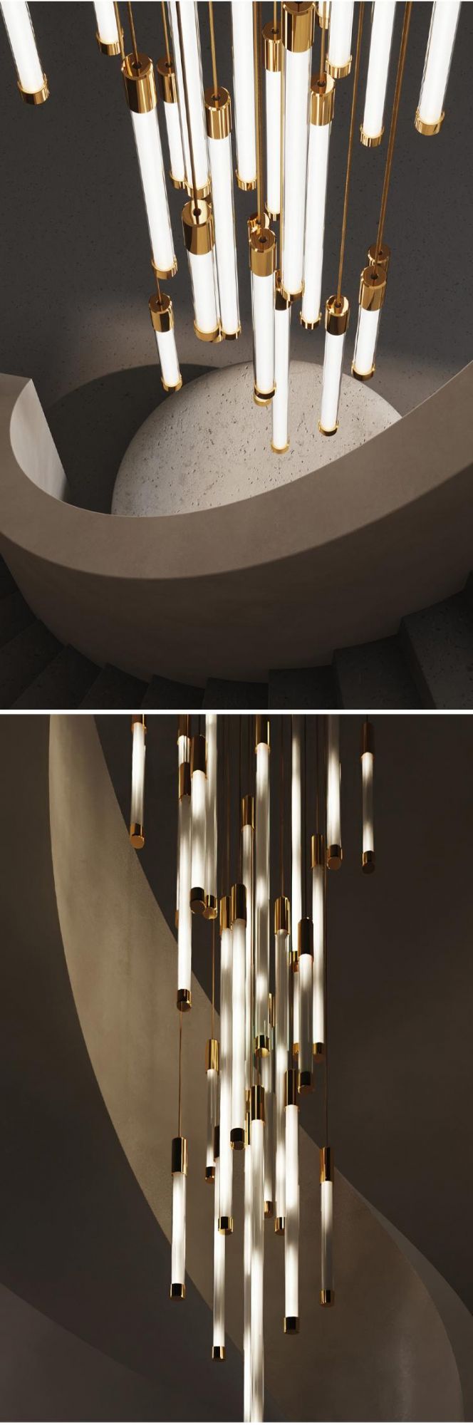 Hot Sale Large Custom Light Emitting Tube Long Stair Pendant Light