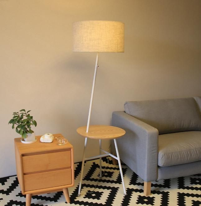 Simple Modern Creative American Wood Floor Lamp with Sofa Coffee Table for Bedroom or Living Room