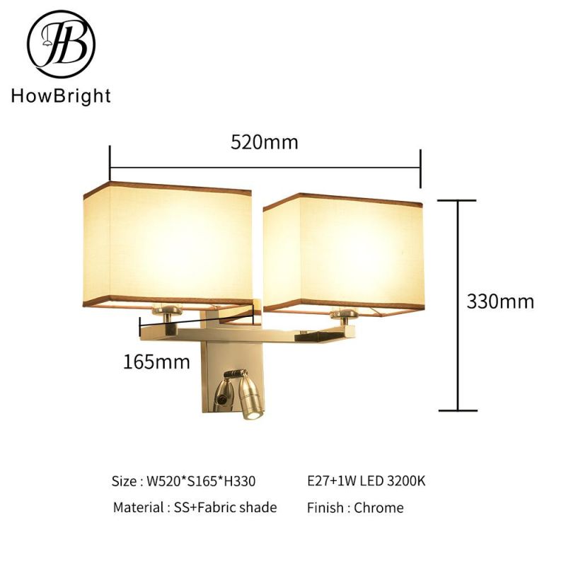 How Bright Modern Design with USB Wall Lamp Wall Light Modern Hotel Bedroom Indoor Decorative Surface Mounted Wall Lamp
