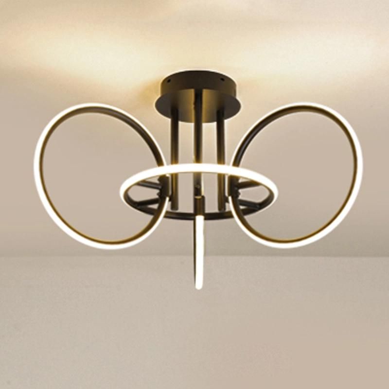 Circle Metal Ceiling Light Luxury Dining Room Lamp Canteen Livingroom Light