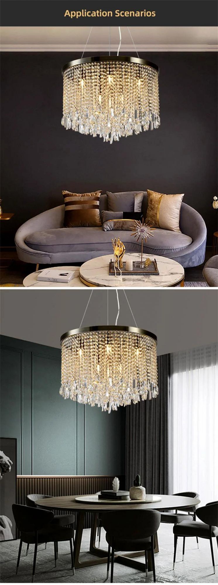 LED Indoor Hotel Wrought Iron Large Luxury Modern K9 Crystal Chandelier