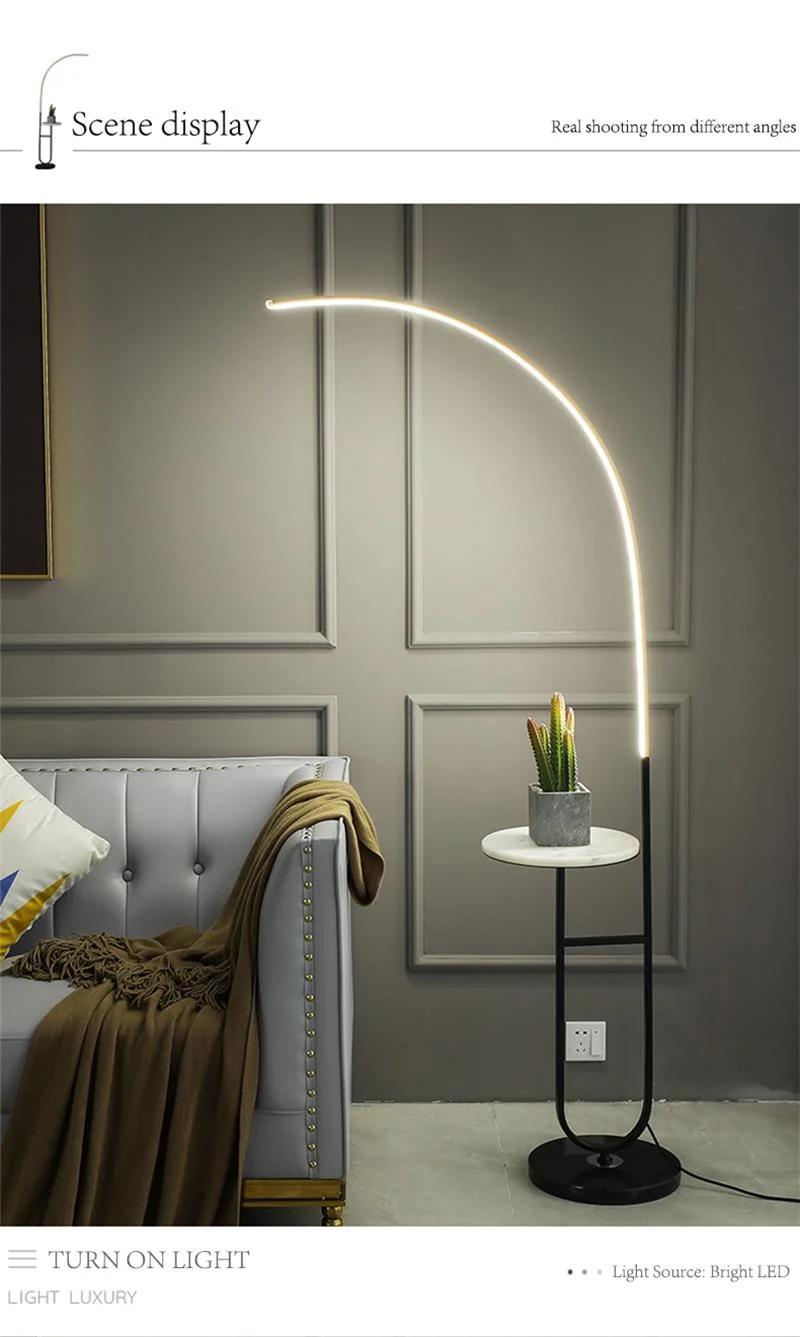 LED Nordic Indoor Modern Curved Vertical Gold Curved Floor Lamp