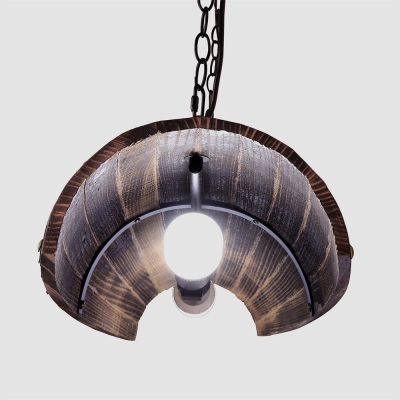Retro Vintage Chandelier Wood Brown E27/E26 Wine Barrel Lights Chain Adjustable Decor Hotel Chandelier (WH-VP-92)
