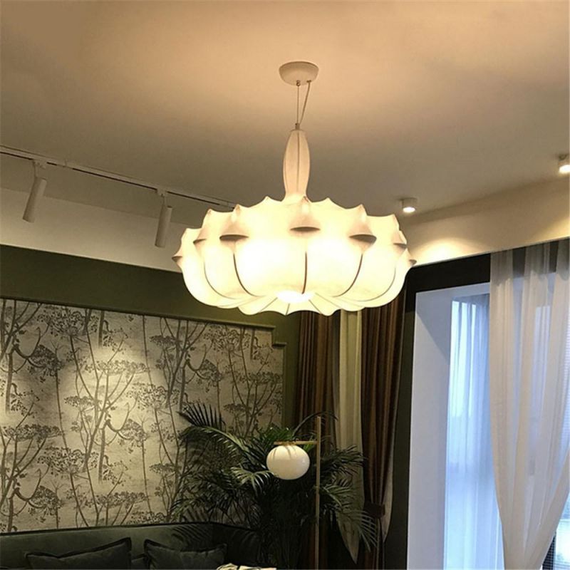 Modern Chandeliers Cream Natural Silk Lampshade Pendant Lamp