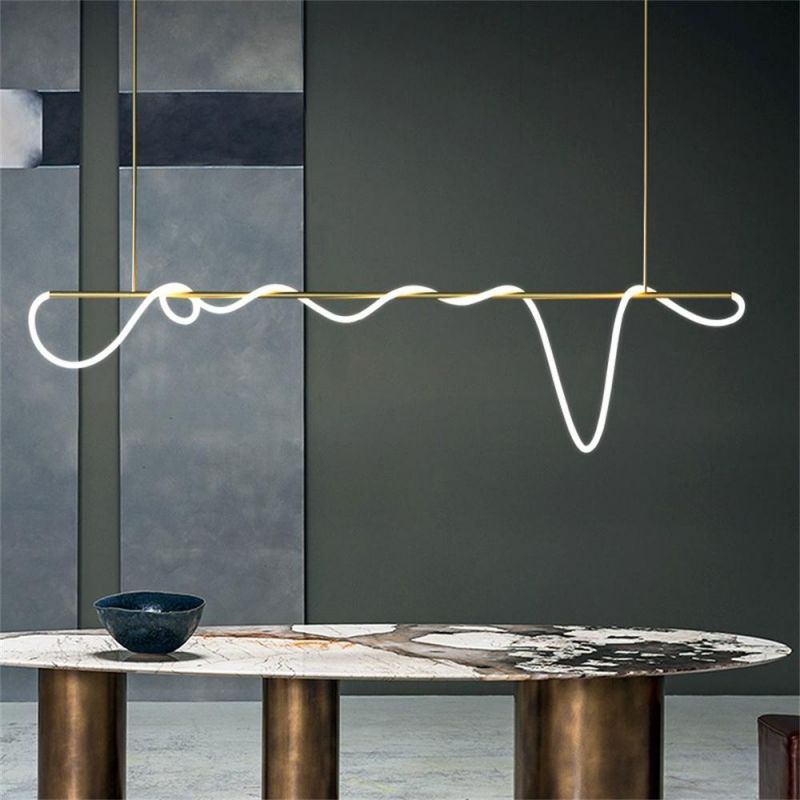 Nordic Postmodern Minimalist Light Luxury Strip Restaurant Chandelier Designer Simple Bar Living Room Line Note Chandelier