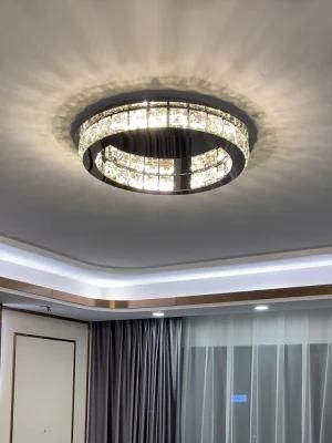Modern Living Room Lamp Dining Room LED Ceiling Lamp Black Round Crystal Lamp (WH-CA-59)