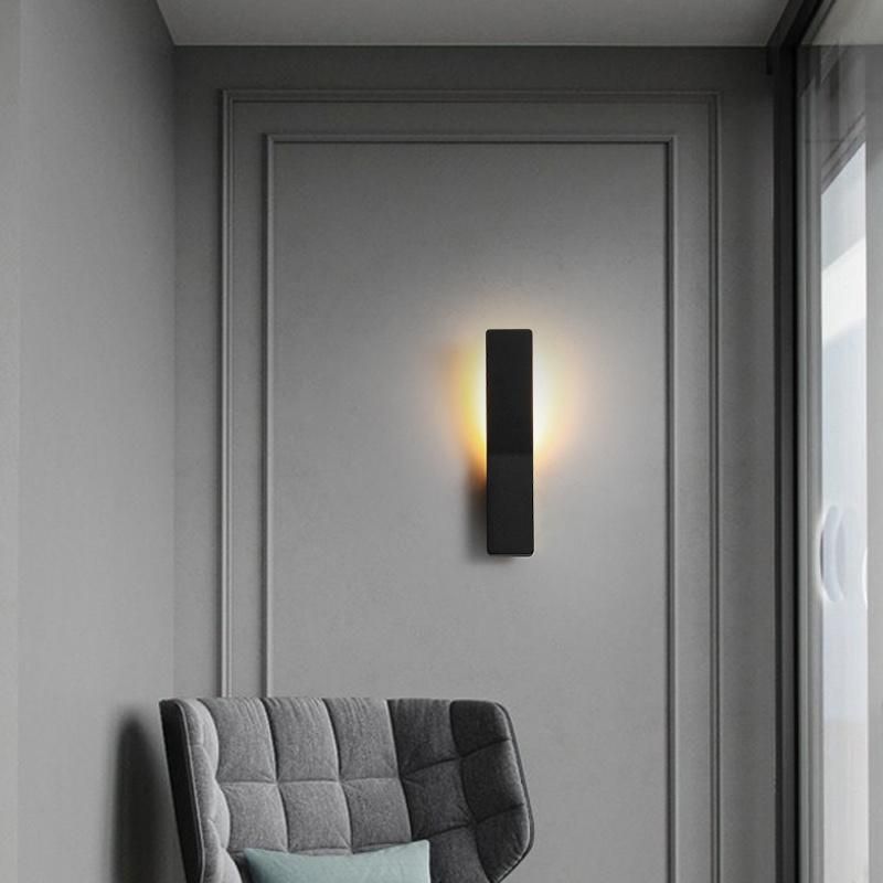 Minimalism Pure Color Black Concise Wall Lamp Living Room Lamp Bedside Lamp