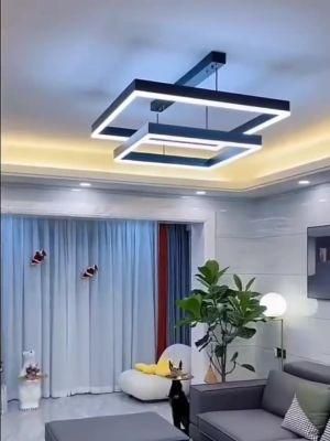 Modern Minimalist Double-Layer Square Decorative Lamp Living Room LED Chandelier