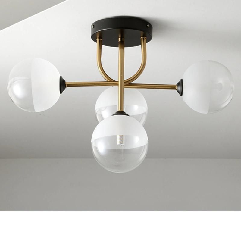 Nordic Ceiling Lamp Simple Modern Luxury Iron Glass Lampshade Living Room Light