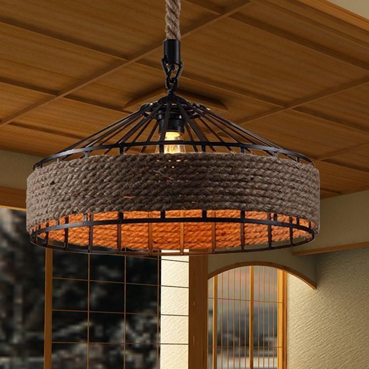 Vintage Hemp Rope Pendant Light Chandelier Lighting for Dining Room Kitchen (WH-VP-15)
